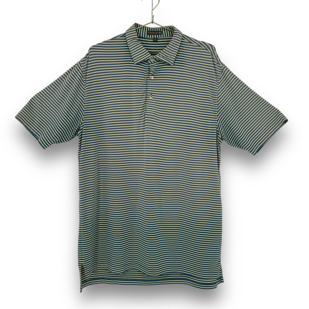 Peter Millar Summer Comfort Fabric Polo Shirt, Blue Cream Stripe, Size L